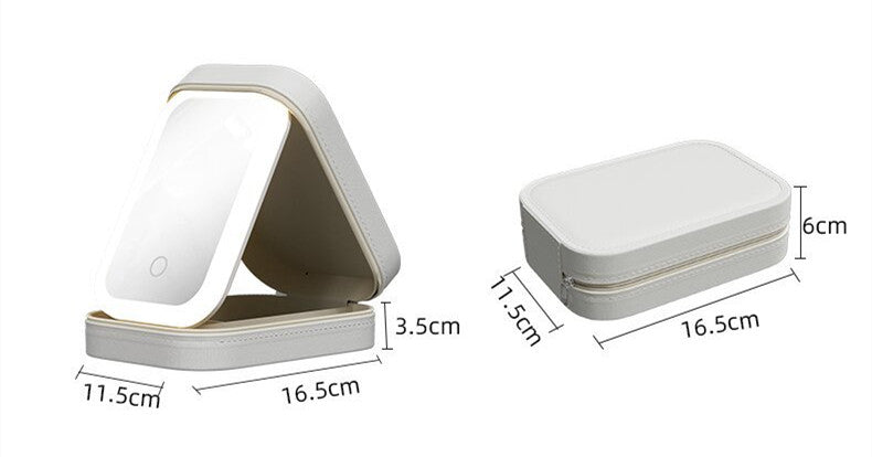 Pocket Makeup Storage Box With Led Mirror