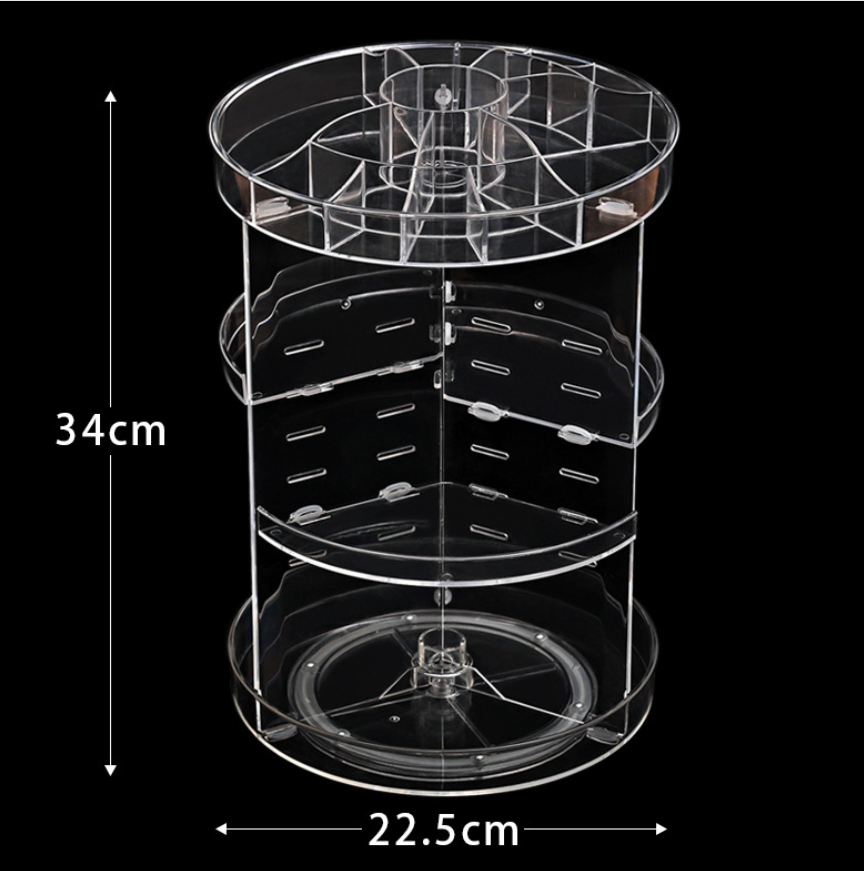 Diamond Wave Large Cosmetics Organizer In Black Transparent White