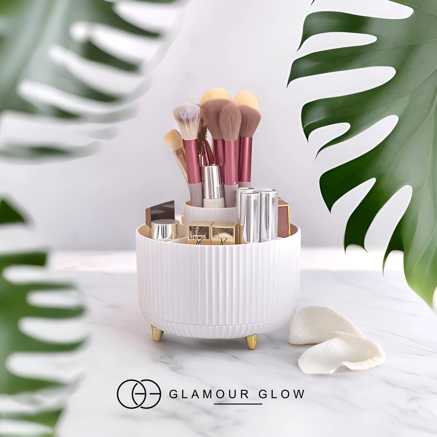 360° Rotating Makeup Brush Organizer