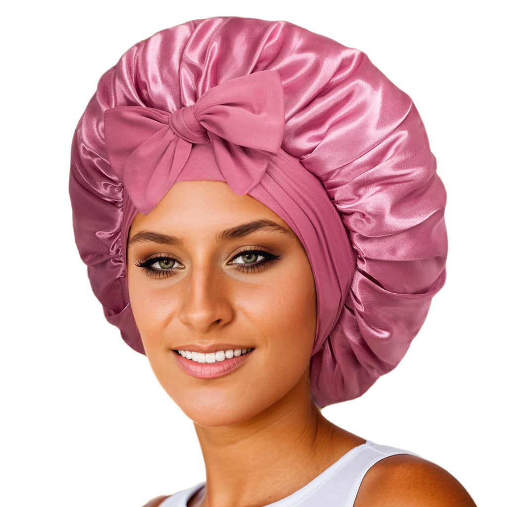Hair Bonnet Silk Satin Bonnet Night Sleep Scarf With Tie Band For Women Hair