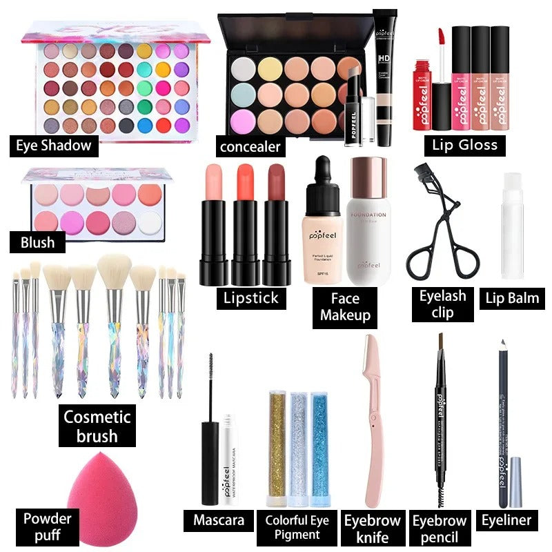 Popfeel Cosmetics Makeup Set Complete Makeup Set 15 Items In One Box