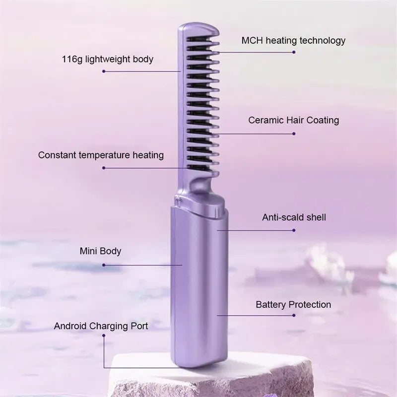 Rechargeable Hair Straightener In Green, Pink & Purple
