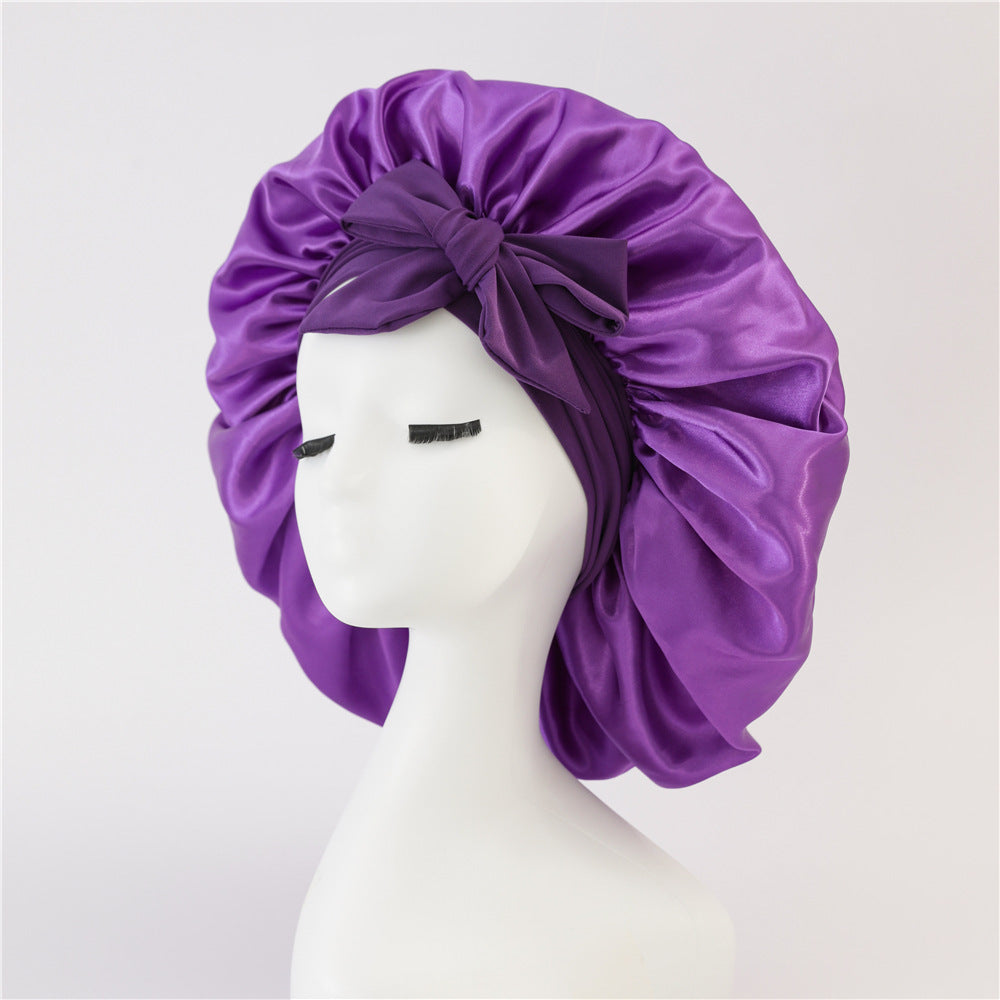Hair Bonnet Silk Satin Bonnet Night Sleep Scarf With Tie Band For Women Hair