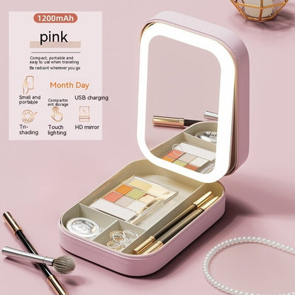 Pocket Makeup Storage Box With Led Mirror