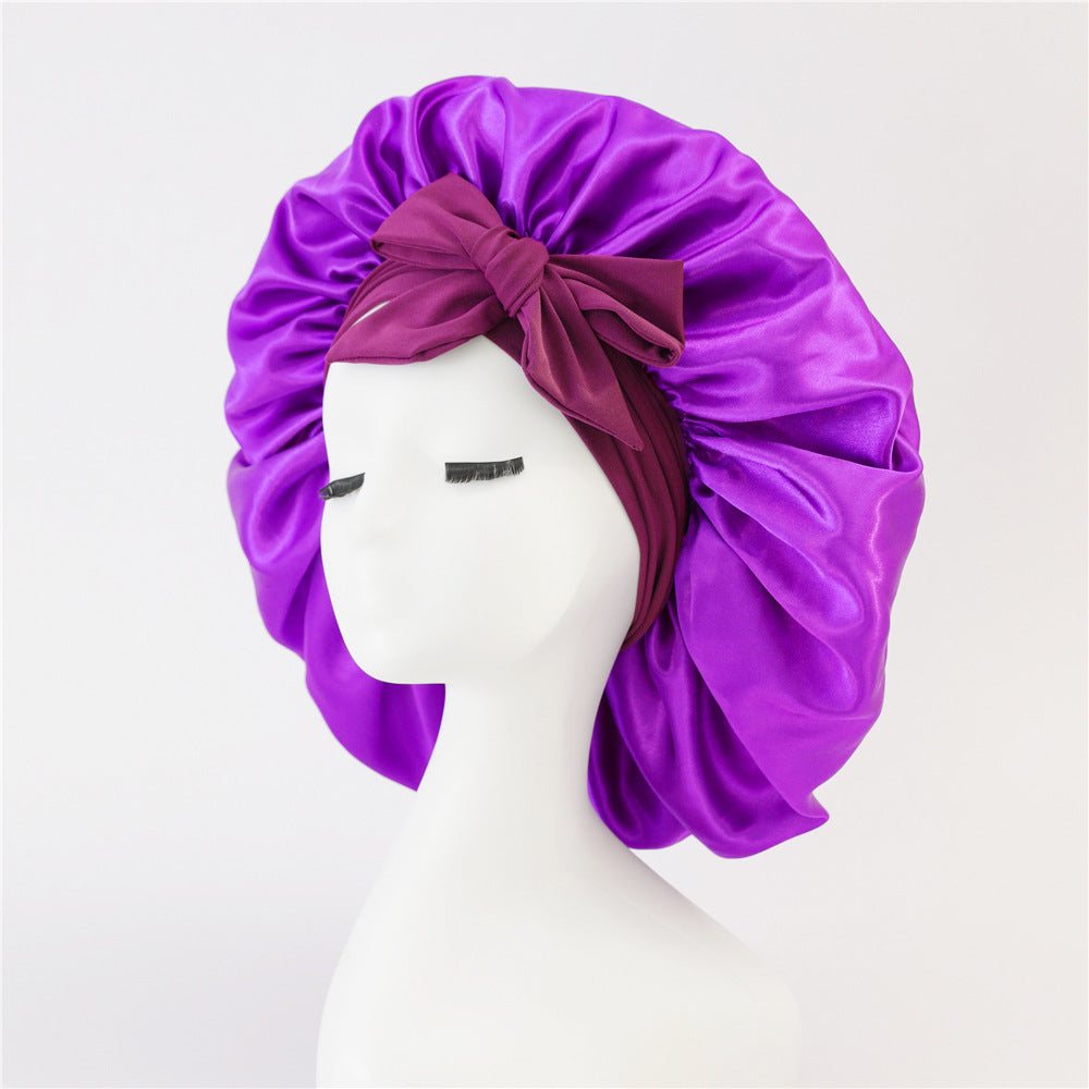 Hair Bonnet Silk Satin Bonnet Night Sleep Scarf With Tie Band For Women Hair