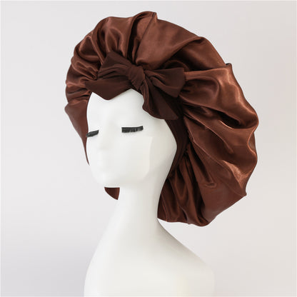 Hair Bonnet Silk Satin Bonnet Night Sleep Scarf With Tie Band For Women Hair