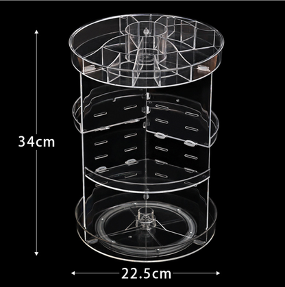 Diamond Wave Large Cosmetics Organizer Black Transparent White