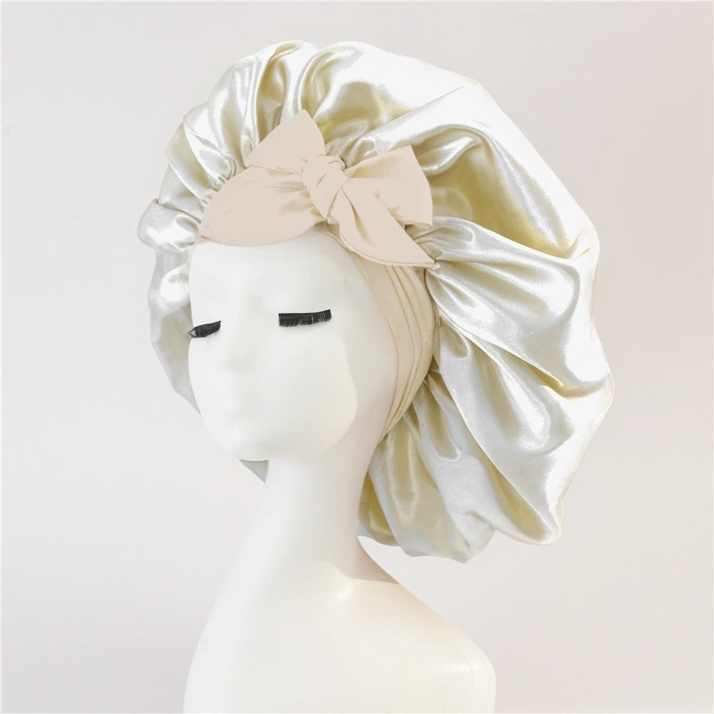 Hair Bonnet Silk Satin Bonnet Night Sleep Scarf With Tie Band For Women Hair