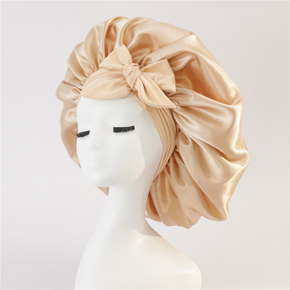 Hair Bonnet Silk Satin Bonnet Night Sleep Scarf With Tie Band For Women Hair