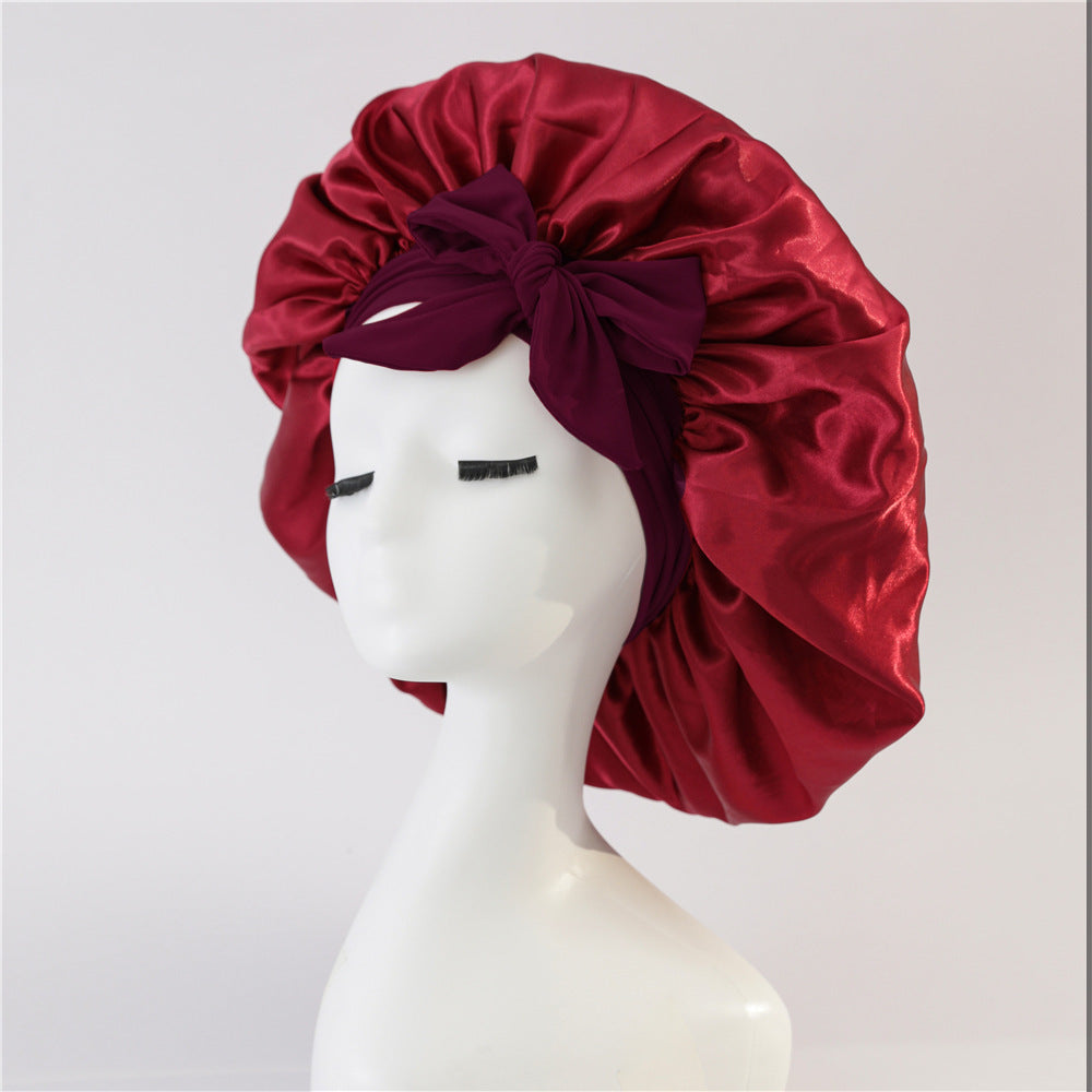 Hair Bonnet Silk Satin Bonnet Night Sleep Scarf With Tie Band For Women Hair