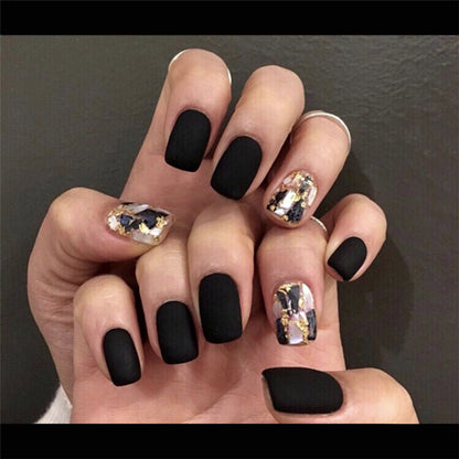 Matte Black Nails Fake Nails