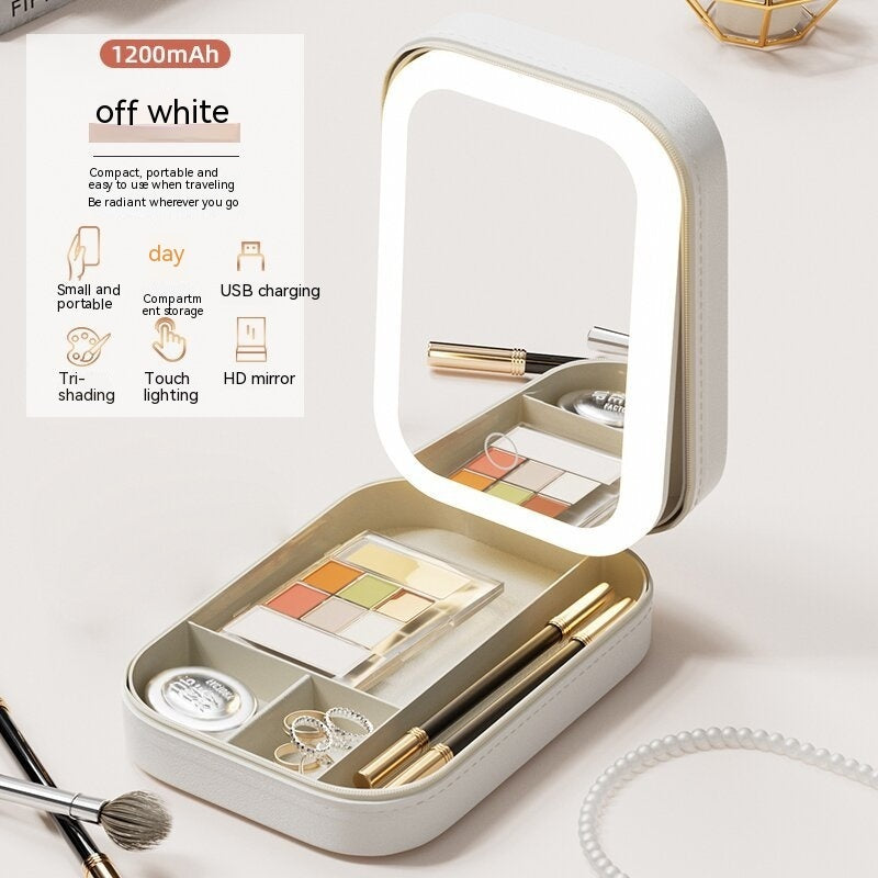 Pocket Makeup Storage Box With Led Mirror