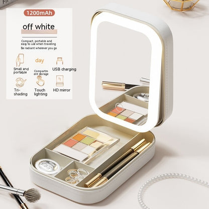 Pocket Makeup Storage Box With Led Mirror