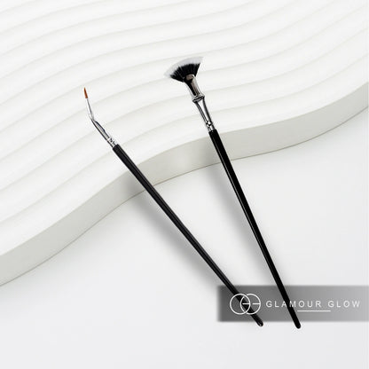 Folding Angled Eyeliner Brush & Mascara Fan Brush For Lashes