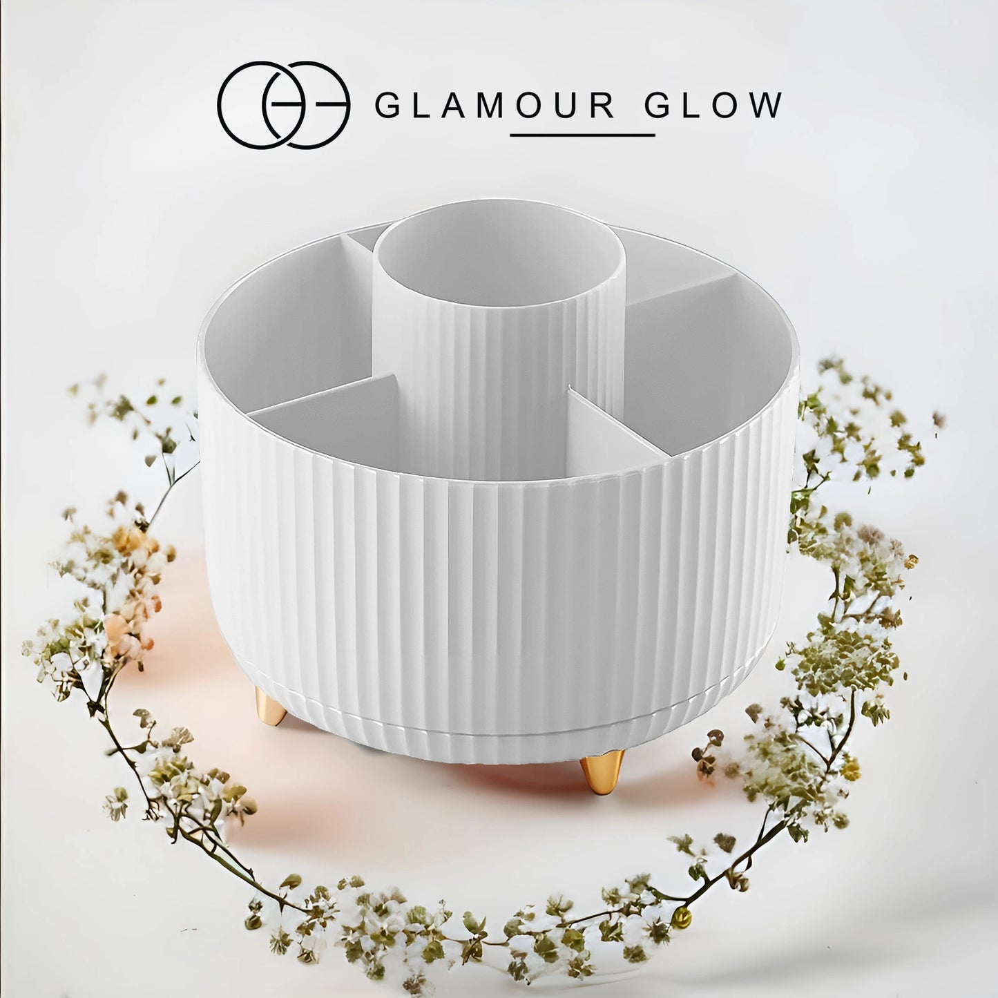 360° Rotating Makeup Brush Organizer