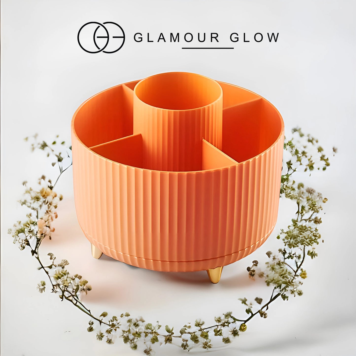 360° Rotating Makeup Brush Organizer