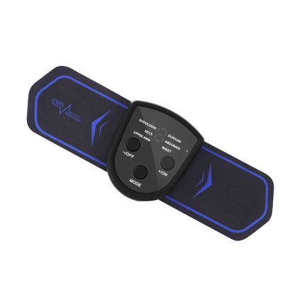 Wireless mini massager on shoulder showing portable design