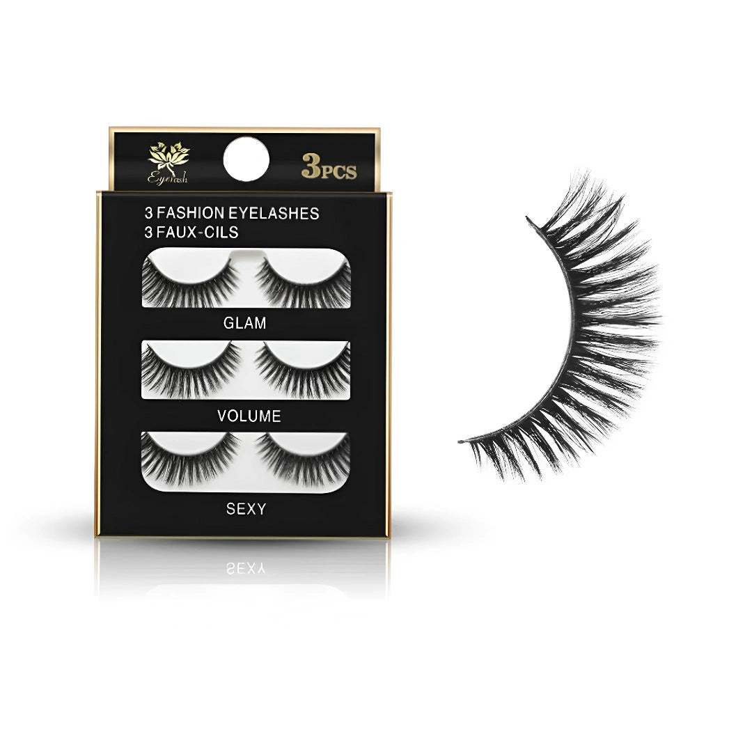 3 Fashion Eyelashes 3 Pairs of fake eyelashes