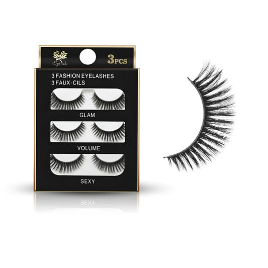3 Fashion Eyelashes 3 Pairs of fake eyelashes
