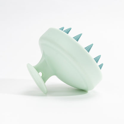 Shower hair brush with silicone scalp scrubber bristles in pink