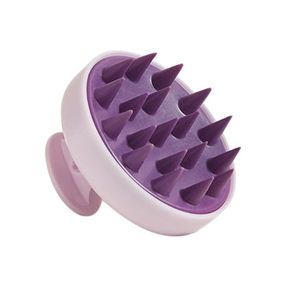 Silicone scalp scrubber shower hair brush in purple color