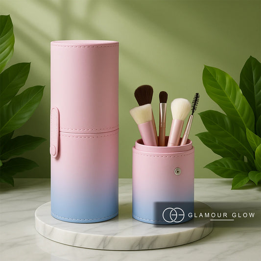 Travel Makeup Brush Holder In Waterproof PU Leather