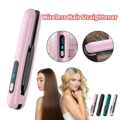 Wireless Hair Straightener with 5000mAh battery and ceramic plates for cord-free styling.