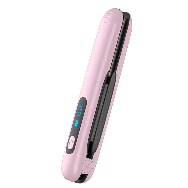 Wireless Hair Straightener with 5000mAh battery and ceramic plates for cord-free styling.