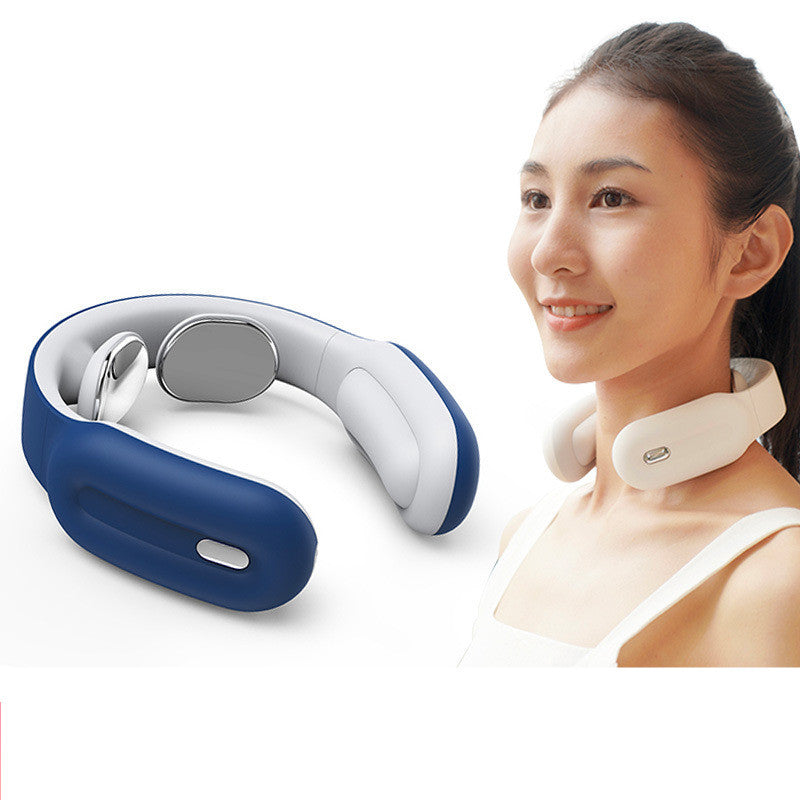 Neck massager with heat providing tension headache relief to user