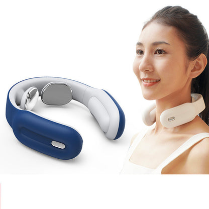 Neck massager with heat providing tension headache relief to user