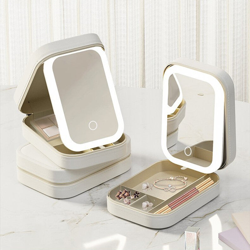 Pocket Makeup Storage Box With Led Mirror