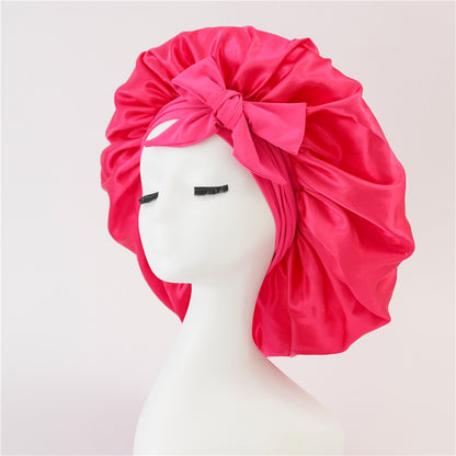 Hair Bonnet Silk Satin Bonnet Night Sleep Scarf With Tie Band For Women Hair