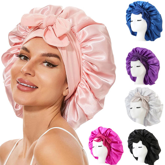 Hair Bonnet Silk Satin Bonnet Night Sleep Scarf With Tie Band For Women Hair