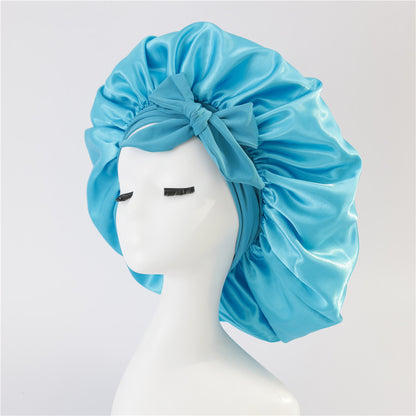 Hair Bonnet Silk Satin Bonnet Night Sleep Scarf With Tie Band For Women Hair
