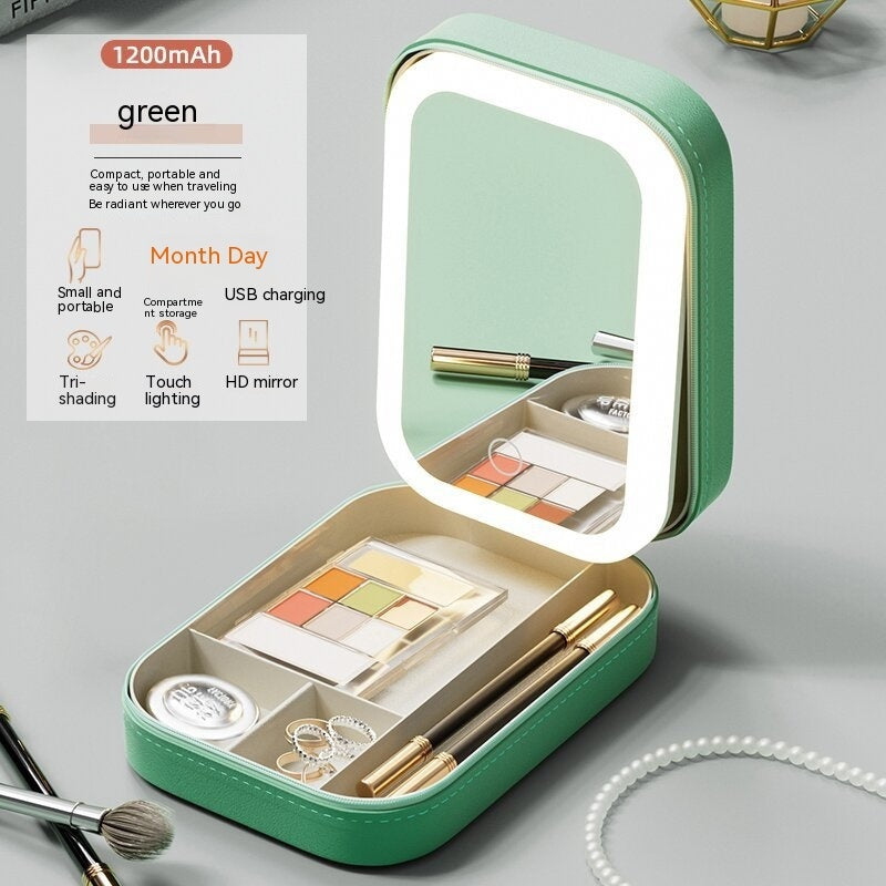 Pocket Makeup Storage Box With Led Mirror