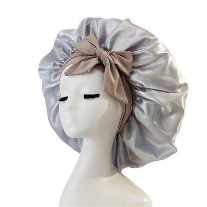 Hair Bonnet Silk Satin Bonnet Night Sleep Scarf With Tie Band For Women Hair