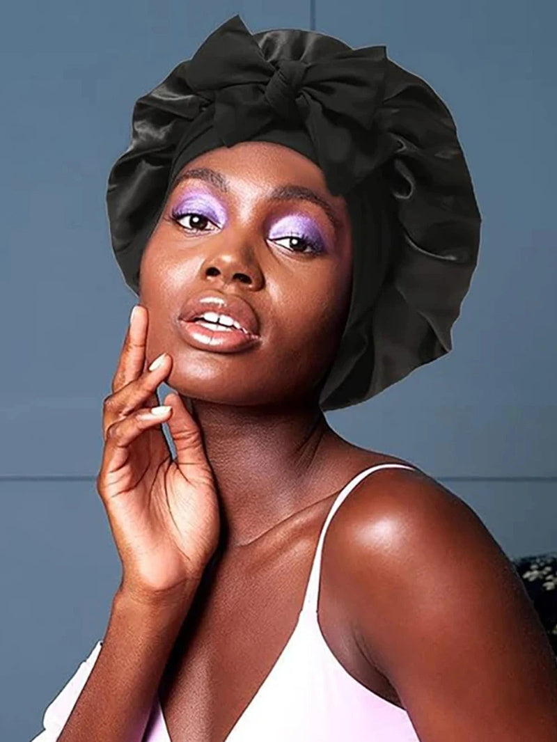 Hair Bonnet Silk Satin Bonnet Night Sleep Scarf With Tie Band For Women Hair