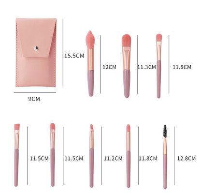 Makeup Brushes Set With Bag 8 PCS Foundation Blush Eyeshadow in Blue & Pink